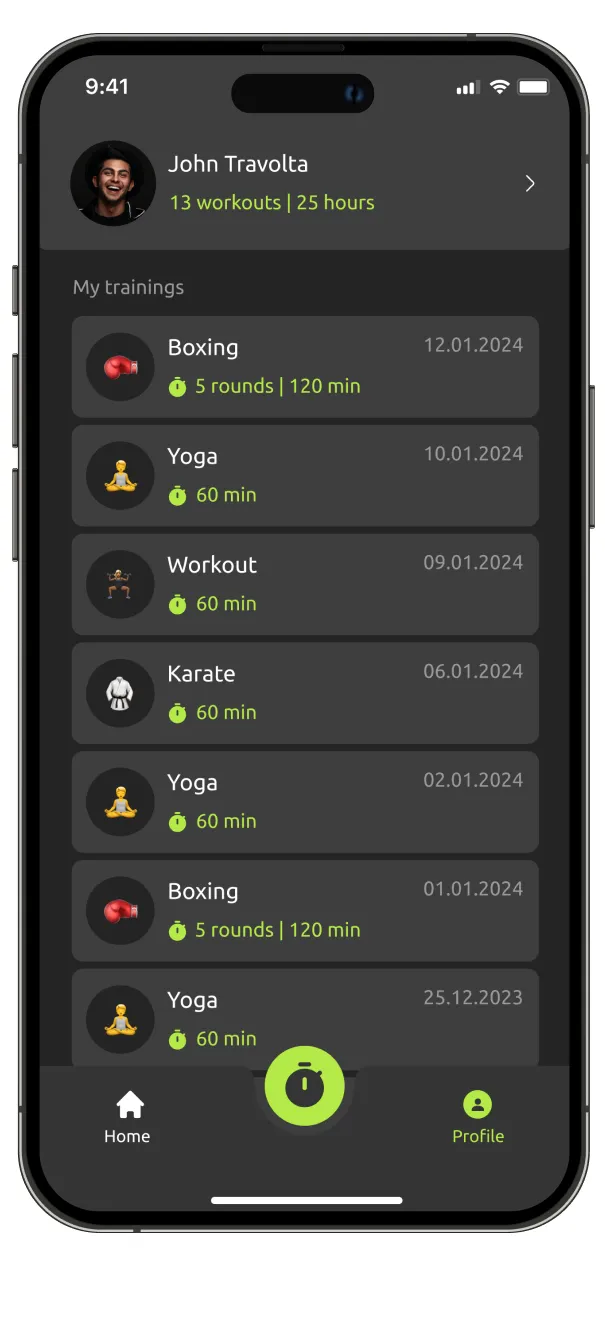 Time to Train app screen